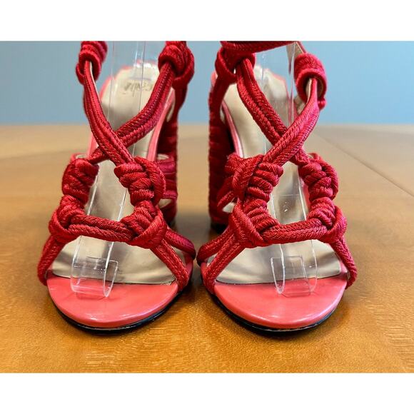 CAbi 6012 Tiptoe Red Hibiscus Strappy  Espadrille Rope Heeled Sandal Sz 7.5 - Picture 7 of 15